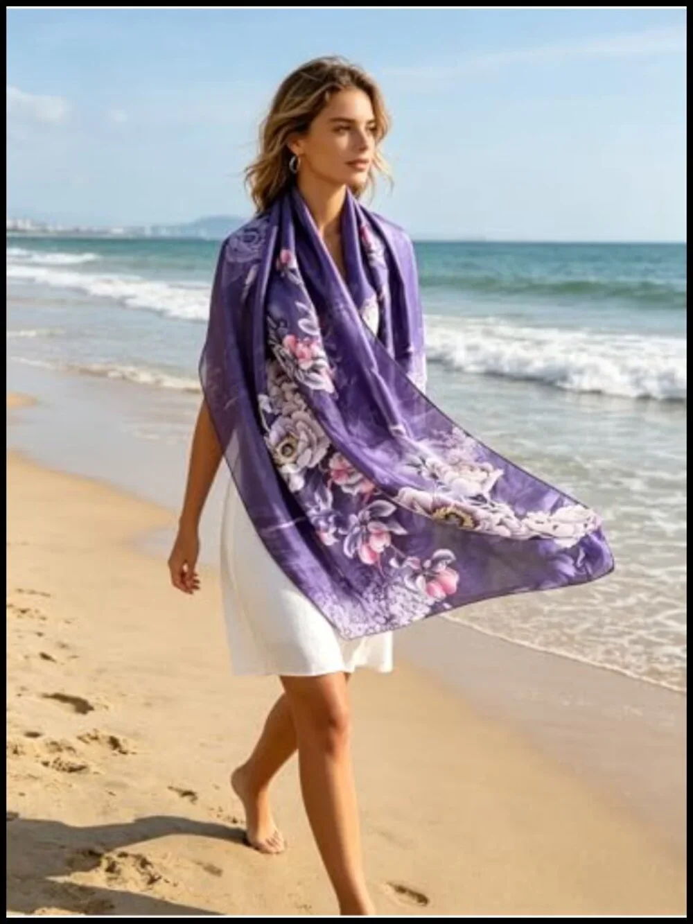 Large Luxury Satin Scarf Lightweight Fashion Shawl Wrap